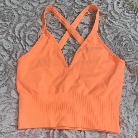 NEW! Free People Good Karma Crop Top - XS/S - Peach (bright orange) - $58 retail - Picture 1 of 10